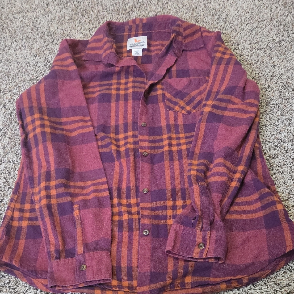 Field & Stream Women's Purple and Orange Plaid Shirt